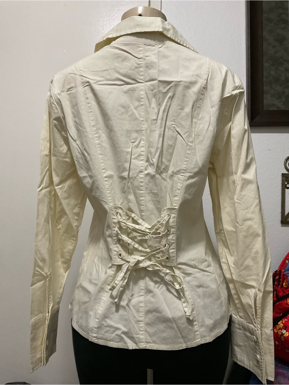 Thalia Sodi women’s Cream Lace-Up corset button up top size L